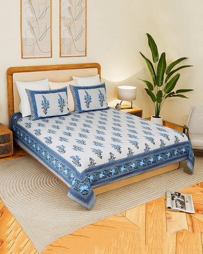 Designer Soft Cotton Bedsheet King Size Set for Double Bed with Pillow Covers for Home Styling