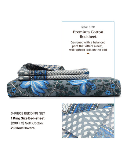 Designer Soft Cotton Bedsheet King Size Set for Double Bed with Pillow Covers for Home Styling