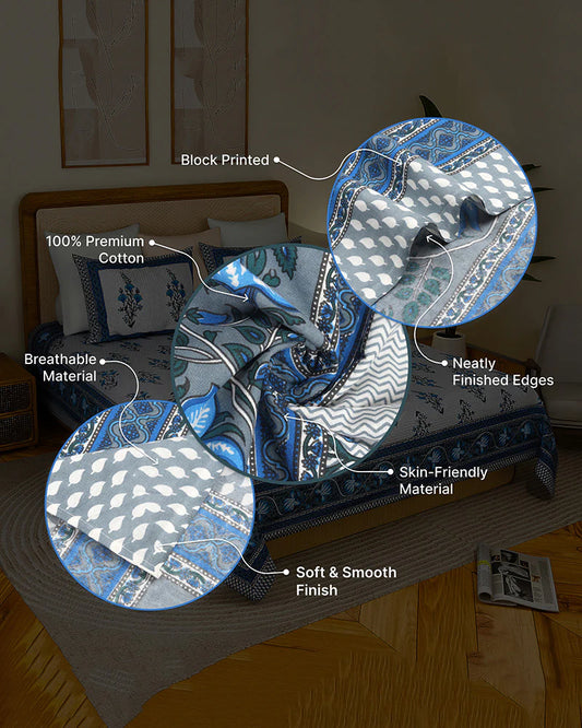 Designer Soft Cotton Bedsheet King Size Set for Double Bed with Pillow Covers for Home Styling