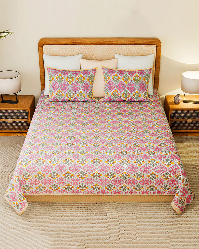 Designer Cotton Bedsheets with Pillow Covers for Home Decor and Gift Purpose