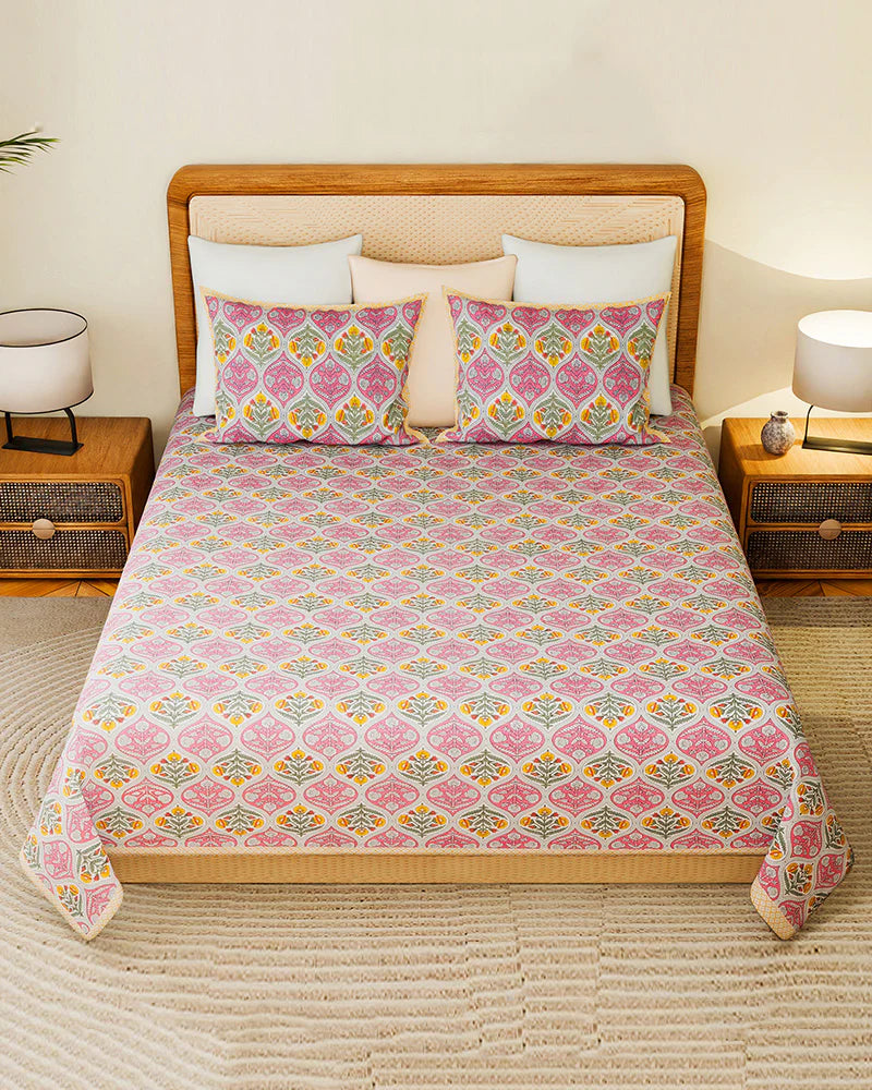 Designer Cotton Bedsheets with Pillow Covers for Home Decor and Gift Purpose