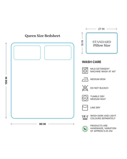 Cotton Double Bed Sheet Set for Queen Size Bed with Smooth Finish