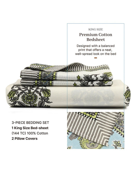 Comfortable Cotton Double Bedsheet King Size Set for Daily Use and Gifting