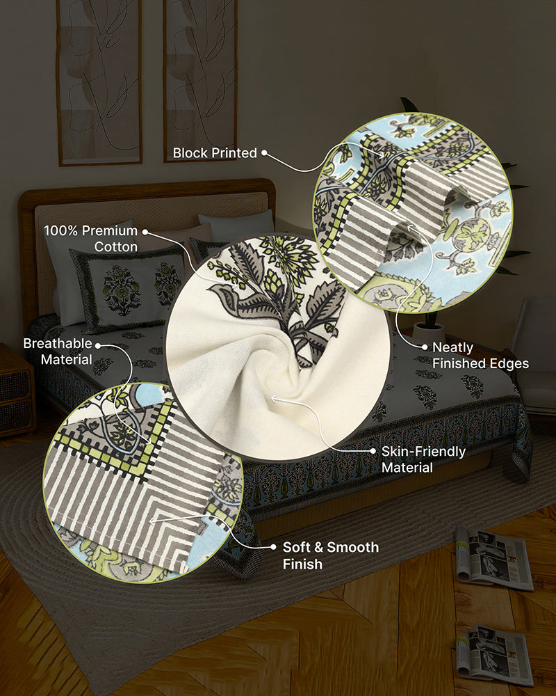 Comfortable Cotton Double Bedsheet King Size Set for Daily Use and Gifting