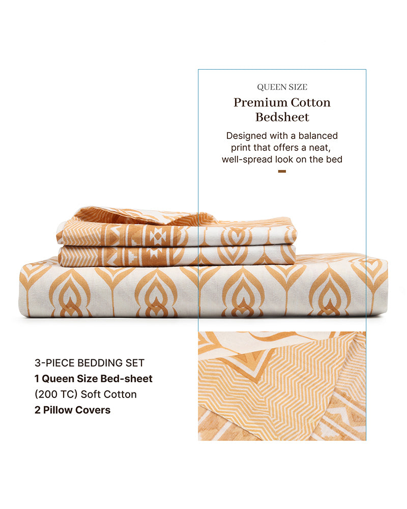 Premium Quality Soft Cotton Queen Size Bedsheet With Pillow Covers for Modern Bedroom Decor