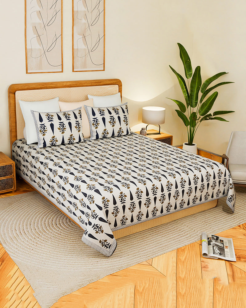 Elegant Cotton Bedsheet with Pillow Covers for Double Bed and King Size Bed