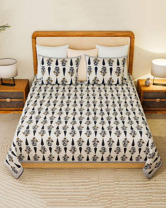 Elegant Cotton Bedsheet with Pillow Covers for Double Bed and King Size Bed