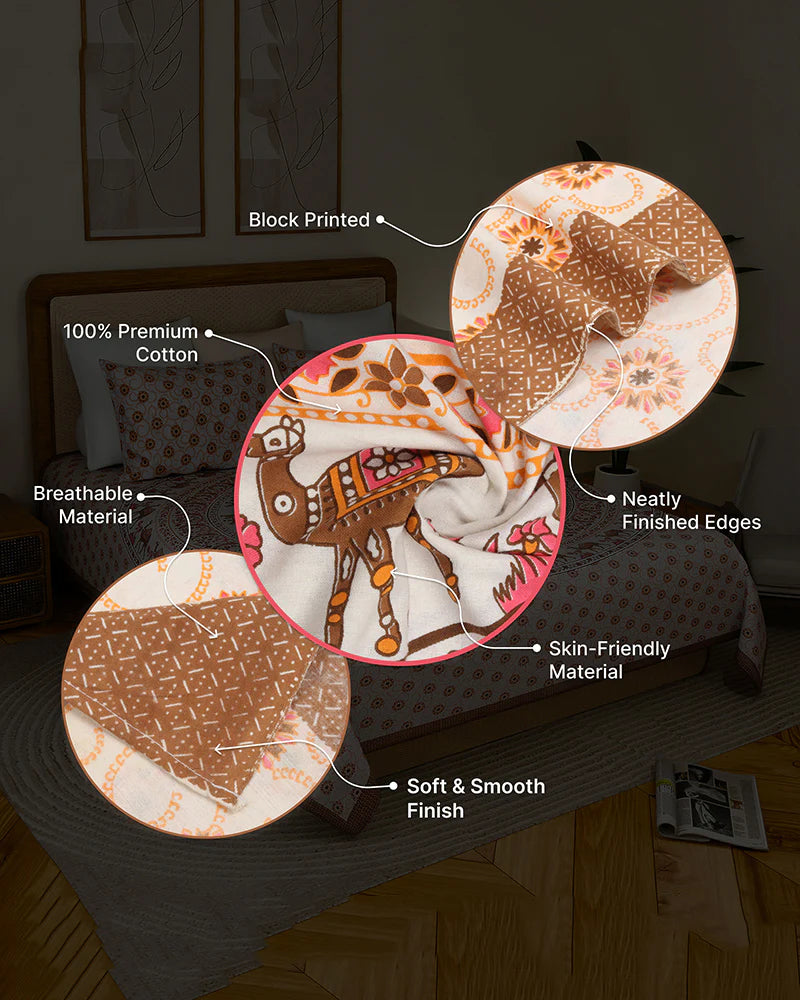 Soft Cotton Bedsheets for Double Bed and Queen Size Bed with Pillow Covers