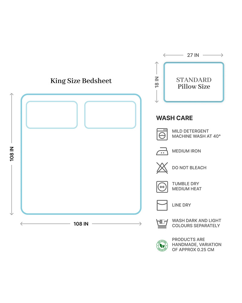 Pure Cotton Double Bedsheet Set with Pillow Covers for King Size Bed