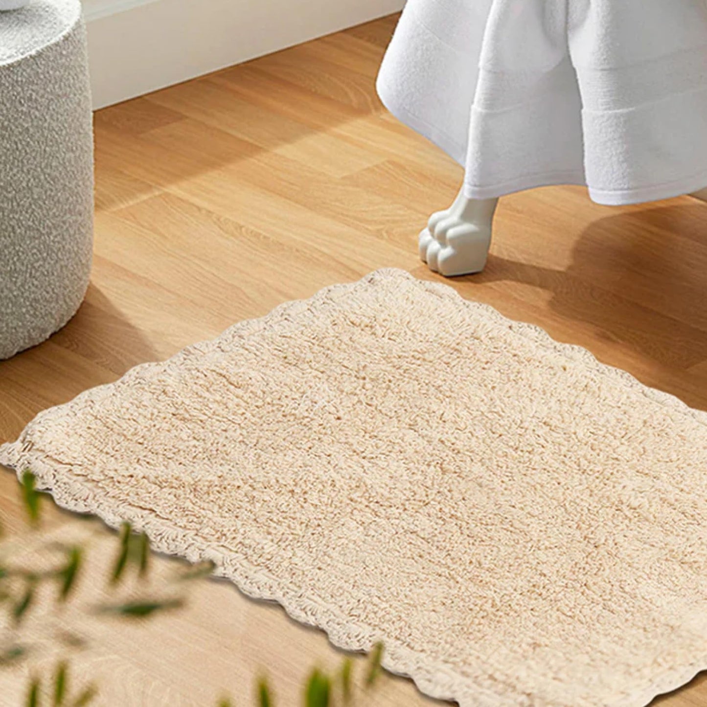Absorbent Handloom Cotton Rectangular Bath Mat For Home Use