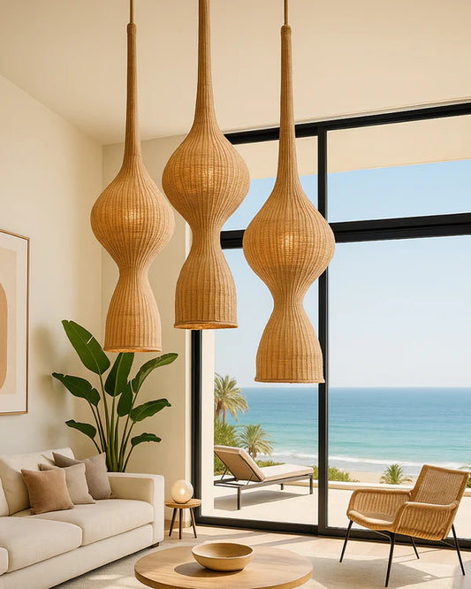 Minimalist Rattan Hanging Light for Hall and Living Area