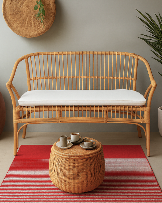 Bira Bamboo Cane Sofa With Cushion | Rattan Garden Sofa | Bamboo Cane Sofa