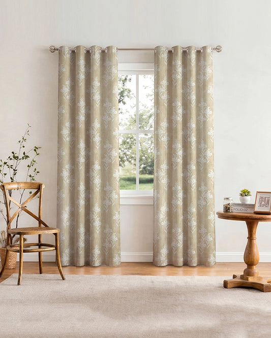 Modern Polyester Door Curtain with Eyelets (Cream, 7 ft)