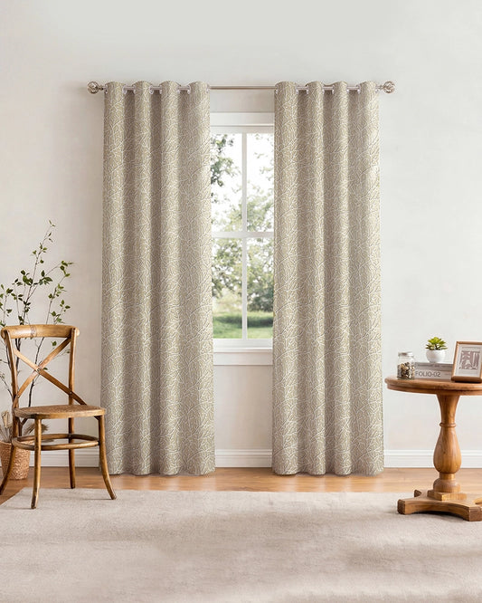 Designer Polyester Eyelet Door Curtain (Cream, 7 ft)