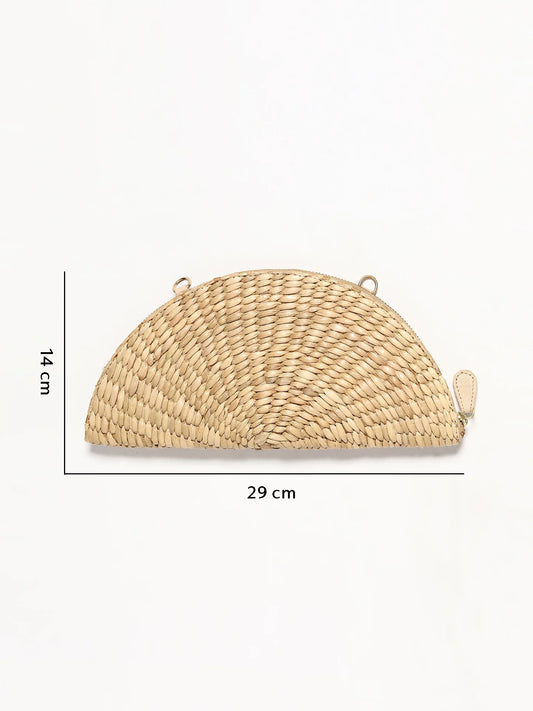 Pochette en paille | Pochette demi-lune | Sac en bandoulière