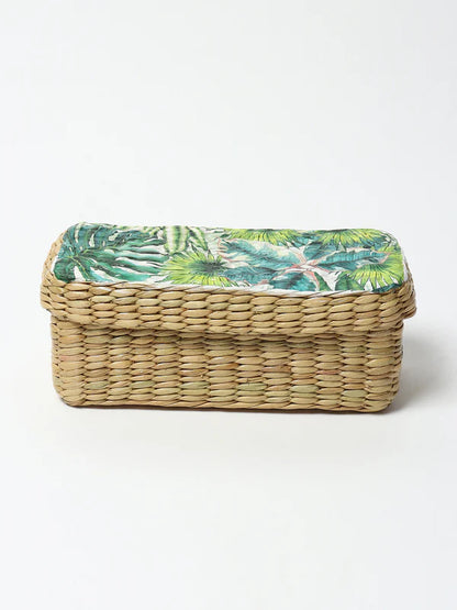 Handwoven Long Seagrass Storage Box for Scarves, Accessories & Small Items