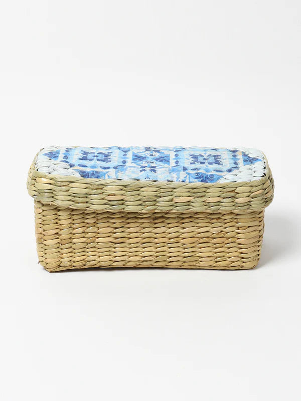Eco-Friendly Long Seagrass Lid Box for Closet, Desk & Home Organization