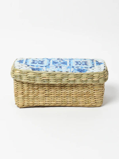 Eco-Friendly Long Seagrass Lid Box for Closet, Desk & Home Organization