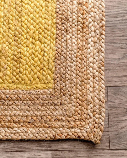 Rustic Yellow Rectangular Jute Carpet For Living Room And Home Interior