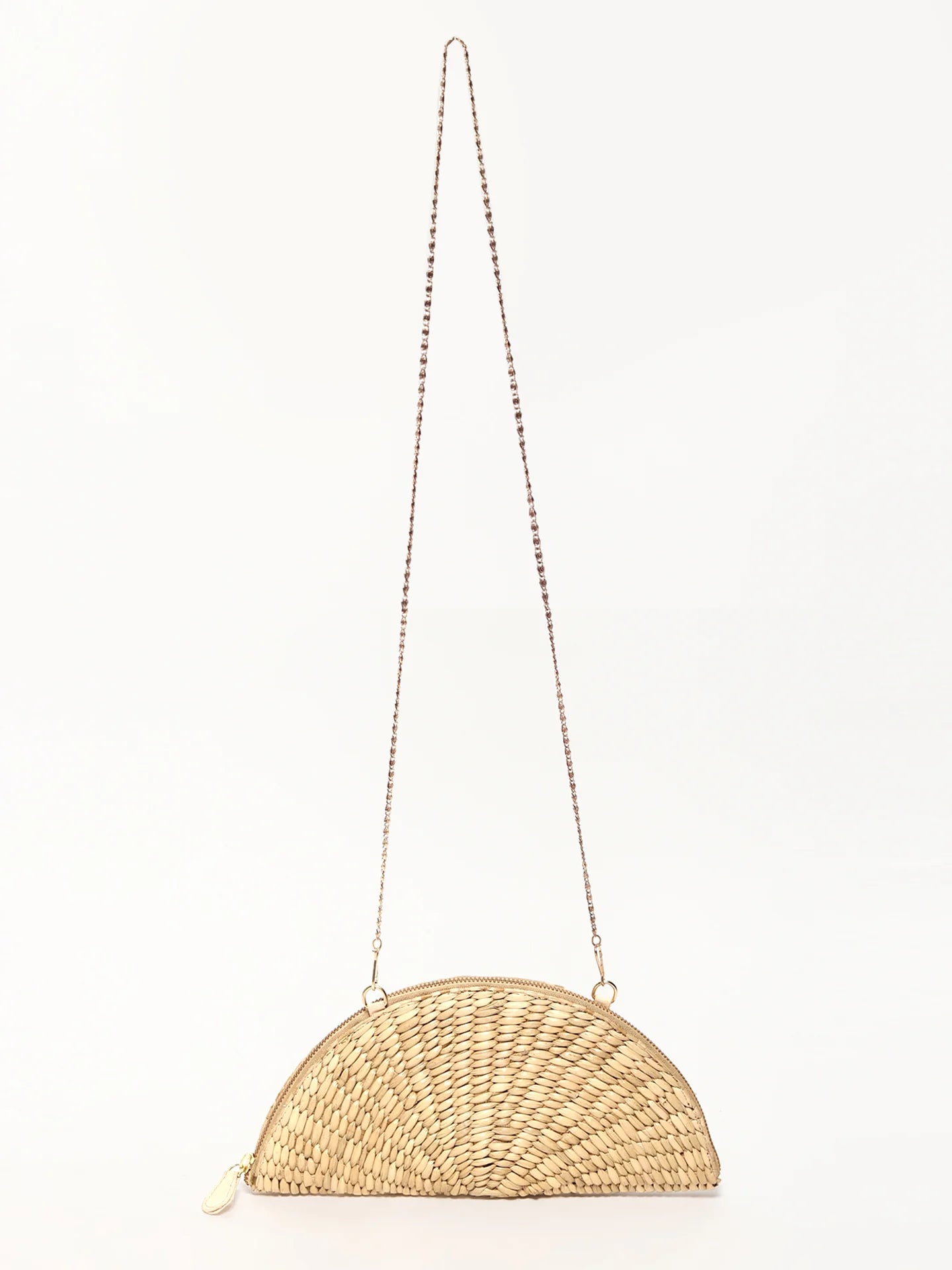 Pochette en paille | Pochette demi-lune | Sac en bandoulière