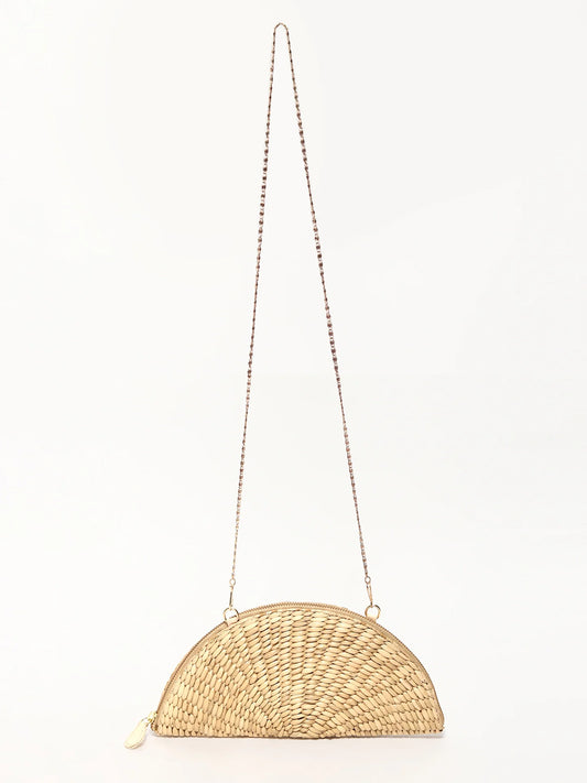 Pochette en paille | Pochette demi-lune | Sac en bandoulière