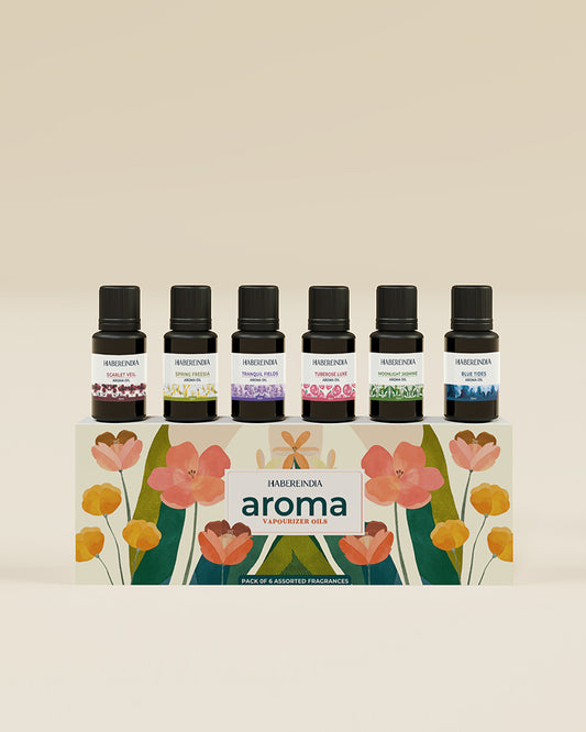 Aroma Oil Collection of 6 Fragrances for Meditation, Spa, and Gifting