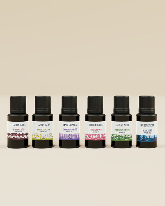 Aroma Oil Collection of 6 Fragrances for Meditation, Spa, and Gifting