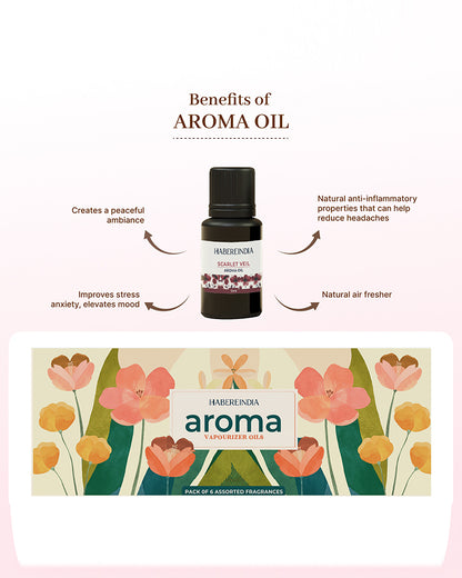 Aroma Oil Collection of 6 Fragrances for Meditation, Spa, and Gifting
