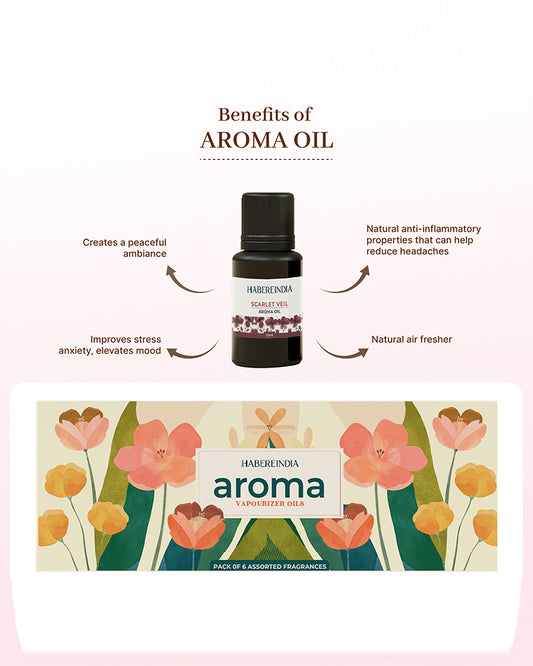 Aroma Oil Collection of 6 Fragrances for Meditation, Spa, and Gifting