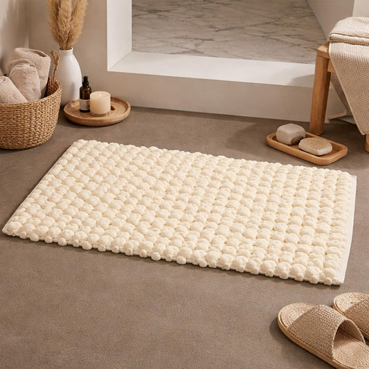 Cotton Bathroom Door Mat with Non Slip Backing and Soft Texture
