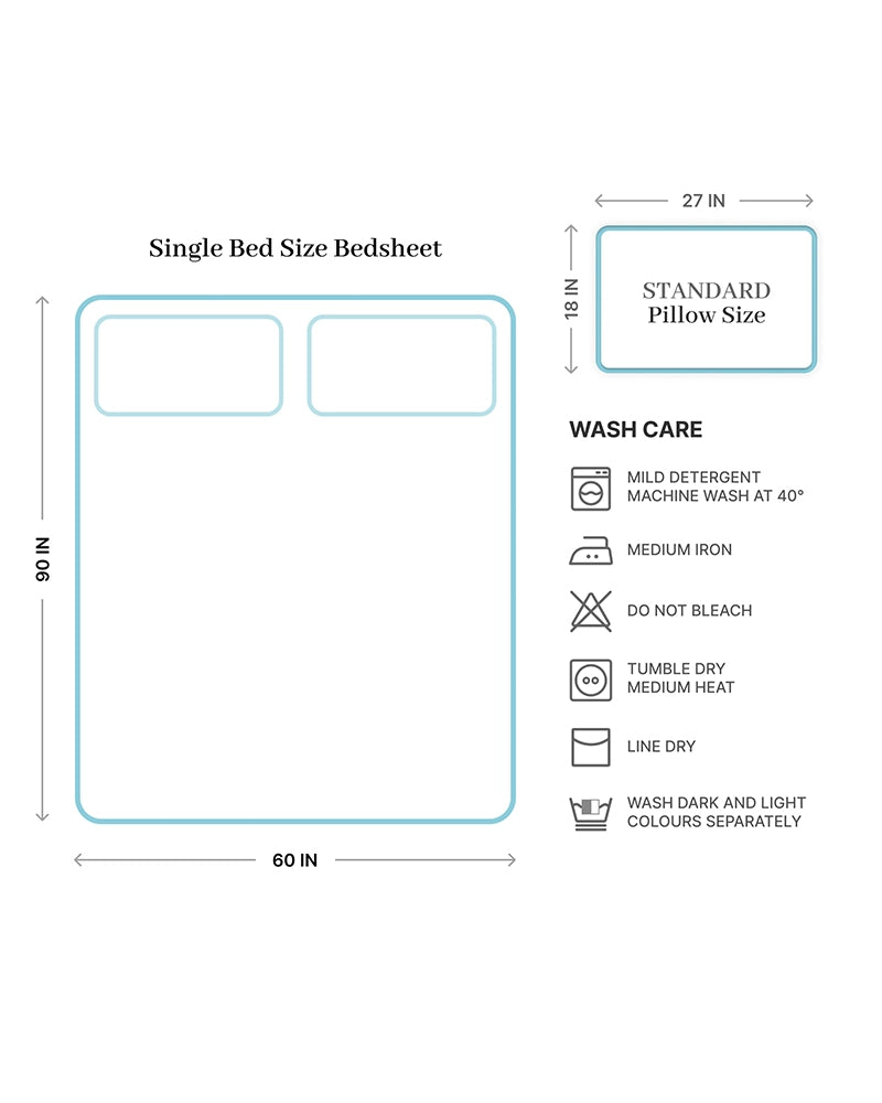Premium Cotton Single Bedsheet 300 TC with Pillow Cover