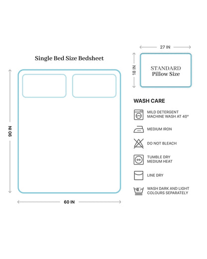 Premium Cotton Single Bedsheet 300 TC with Pillow Cover