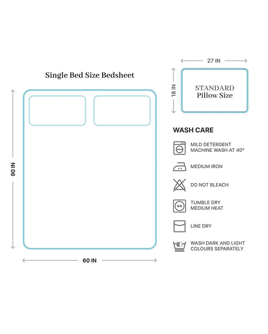 Premium Cotton Single Bedsheet 300 TC with Pillow Cover