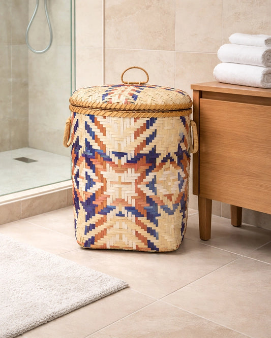 Bamboo Laundry Basket with Lid for Clothes, Toys, and Home Organization