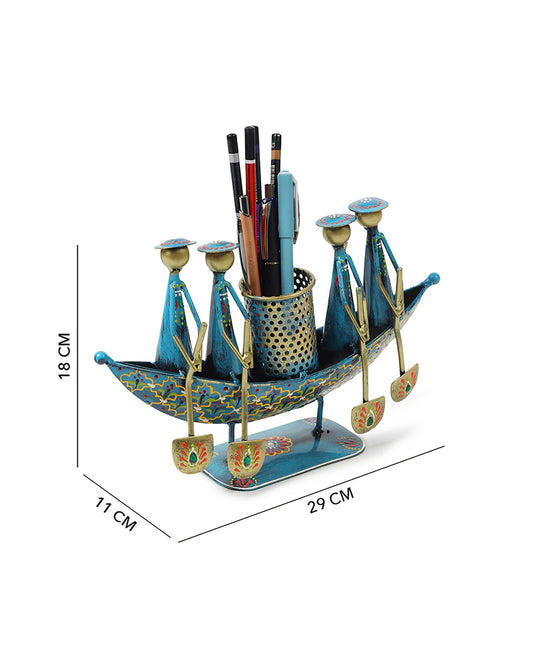 Vintage Boat Shaped Pen Holder for Office Desk Decoration and Gifting