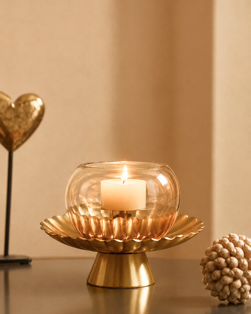 Decorative Tea Light Diya Candle Holder for Pooja, Aarti & Home Decoration
