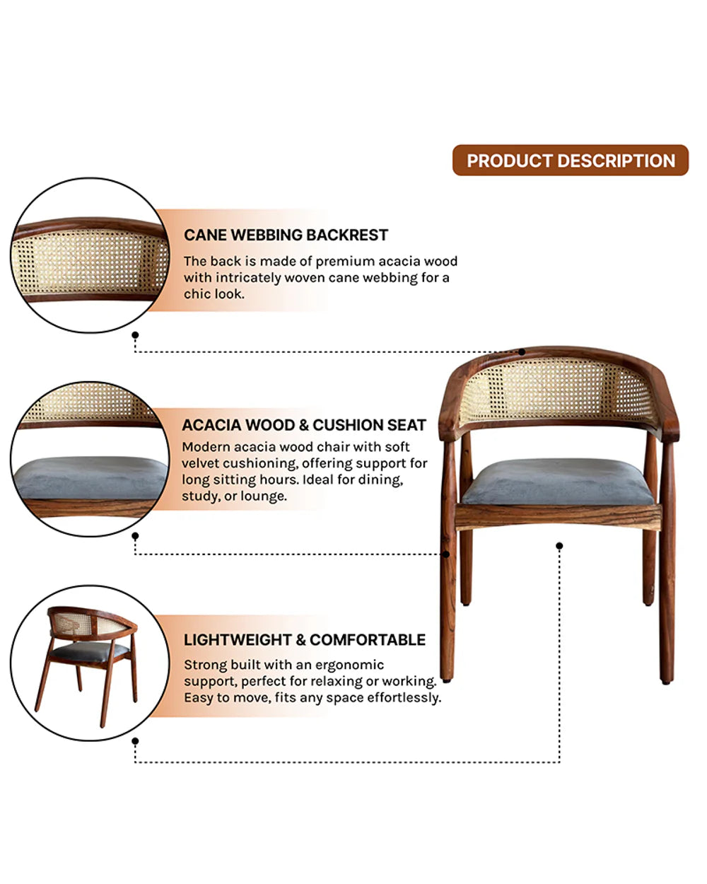 Solid Acacia Wooden Chairs for Relaxing Home Seating