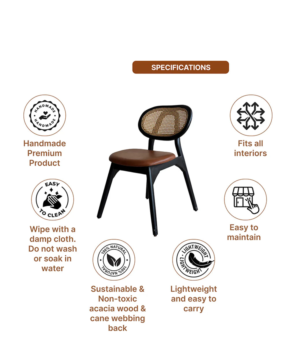 Handcrafted Acacia Wood Chairs for Living Room Comfort