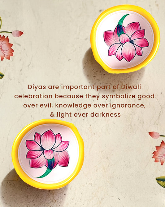 Set of 5 Handcrafted Printed Mitti Diya Gifting Set for Diwali Decoration Pooja Aarti