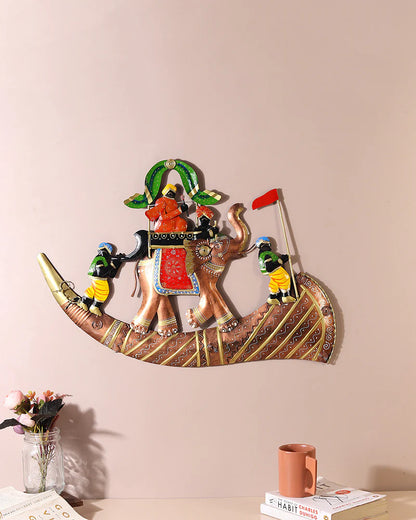 Elephant Baraat Wall Decor Metal Art Showpiece for Living Room and Home Walls