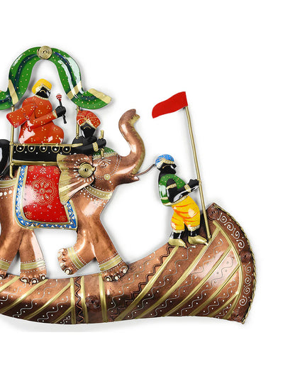 Elephant Baraat Wall Decor Metal Art Showpiece for Living Room and Home Walls