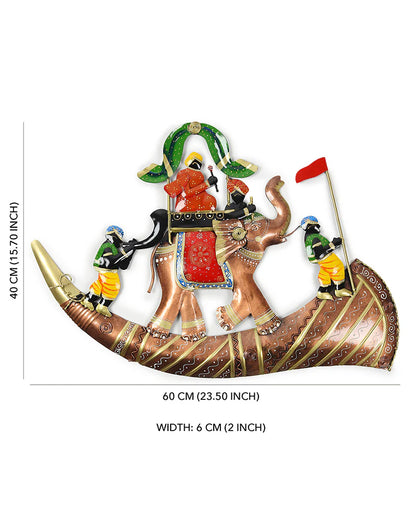Elephant Baraat Wall Decor Metal Art Showpiece for Living Room and Home Walls
