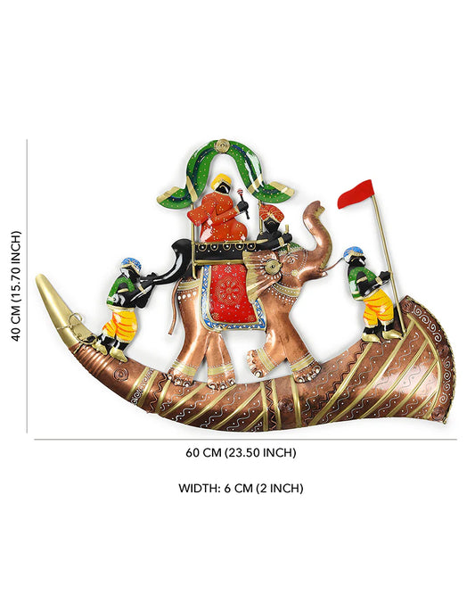 Elephant Baraat Wall Decor Metal Art Showpiece for Living Room and Home Walls