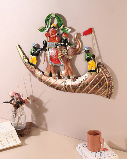 Elephant Baraat Wall Decor Metal Art Showpiece for Living Room and Home Walls