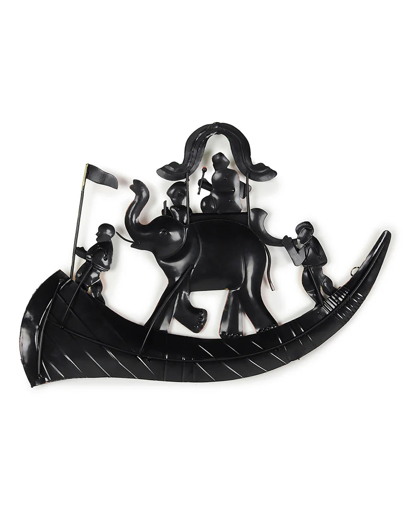 Elephant Baraat Wall Decor Metal Art Showpiece for Living Room and Home Walls