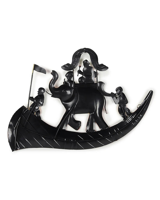 Elephant Baraat Wall Decor Metal Art Showpiece for Living Room and Home Walls