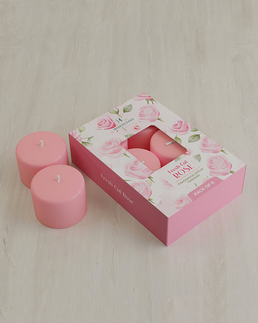 6 Rose Scented Aroma Candles Set | Decorative Tea Light Candles for Gifting | 31gm, 6 Hours Burn
