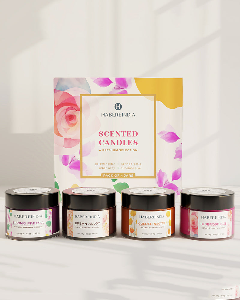 Set of 4 Scented Aroma Candles 60gm Each 8-10H Burn | Decorative Fragrance Candle Set