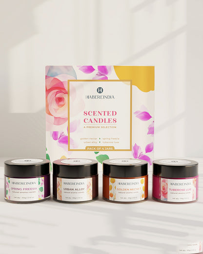 Set of 4 Scented Aroma Candles 60gm Each 8-10H Burn | Decorative Fragrance Candle Set