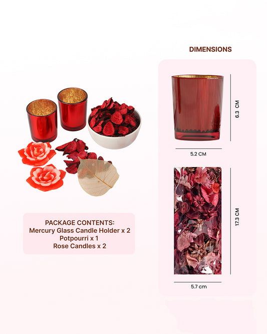 Rose Scented Gift Set for Soothing Fragrance and Special Occasions, 15gm, 4-5hr Burn
